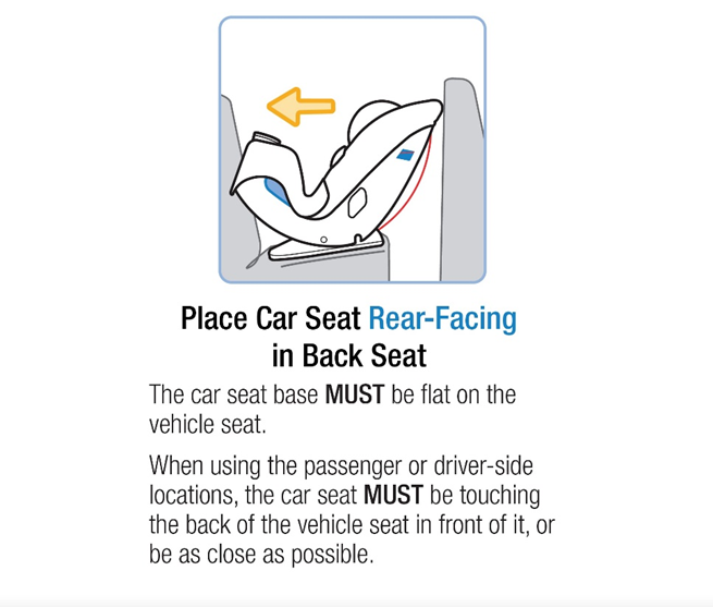 Should my rear facing child seat touch the back of the front vehicle seat